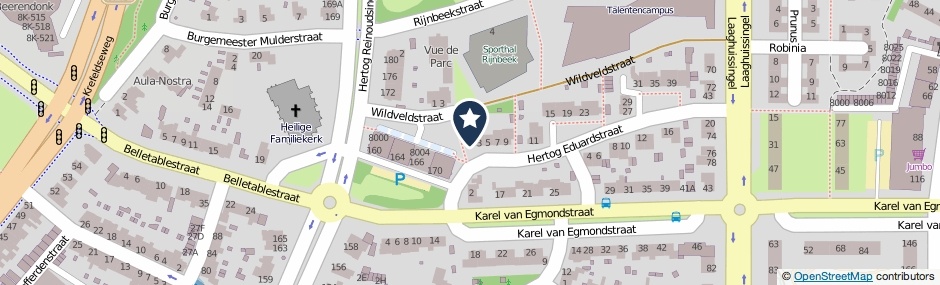 Kaartweergave Hertog Eduardstraat 1 in Venlo