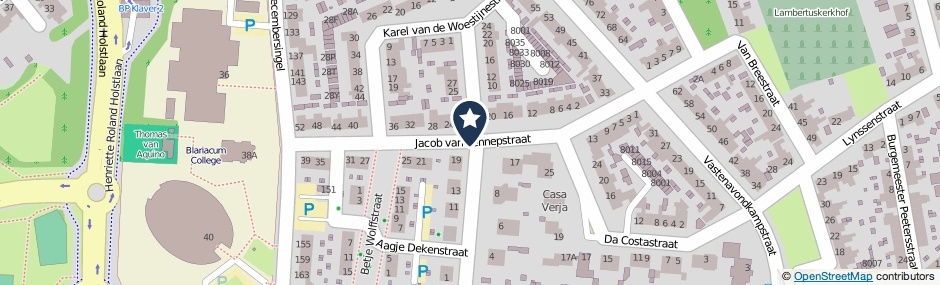 Kaartweergave Jacob Van Lennepstraat in Venlo