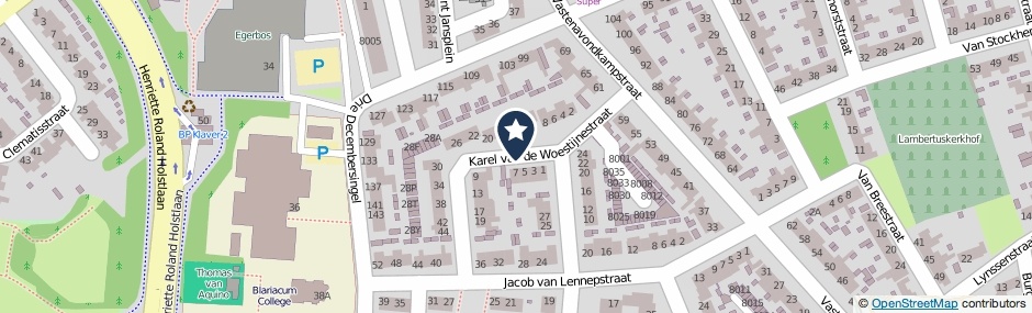Kaartweergave Karel Van De Woestijnestraat in Venlo