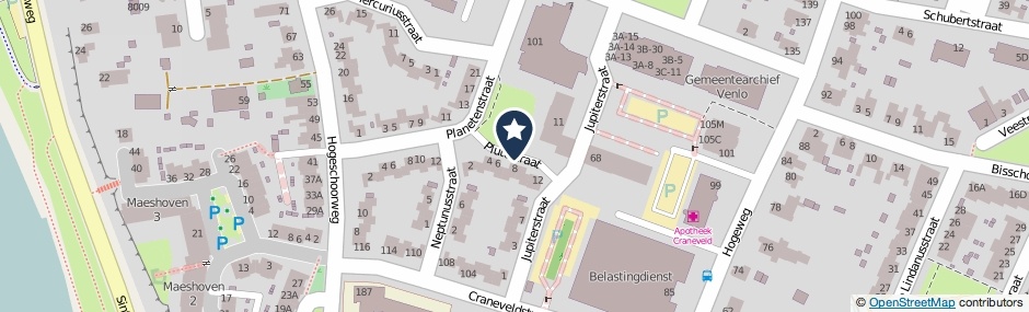 Kaartweergave Plutostraat in Venlo