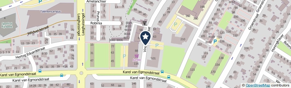 Kaartweergave Vinckenhofstraat in Venlo