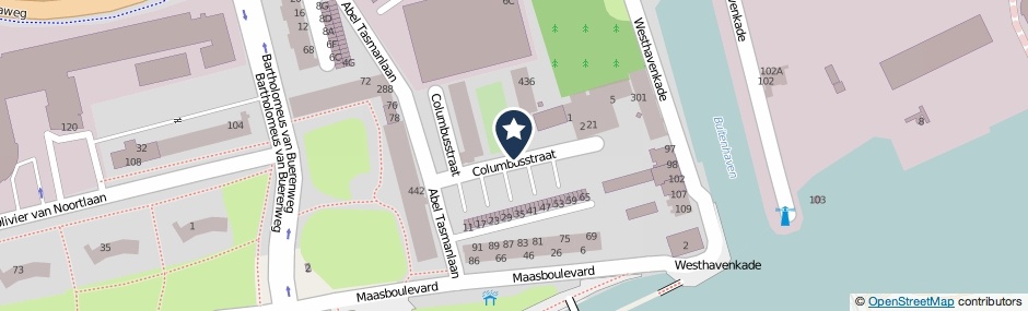 Kaartweergave Columbusstraat in Vlaardingen