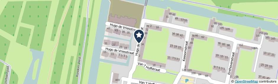 Kaartweergave Hugo De Vriesstraat in Vlaardingen