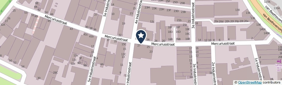 Kaartweergave Mercuriusstraat in Vlaardingen