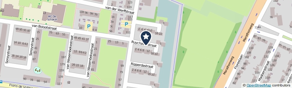 Kaartweergave Ruychaverstraat in Vlaardingen