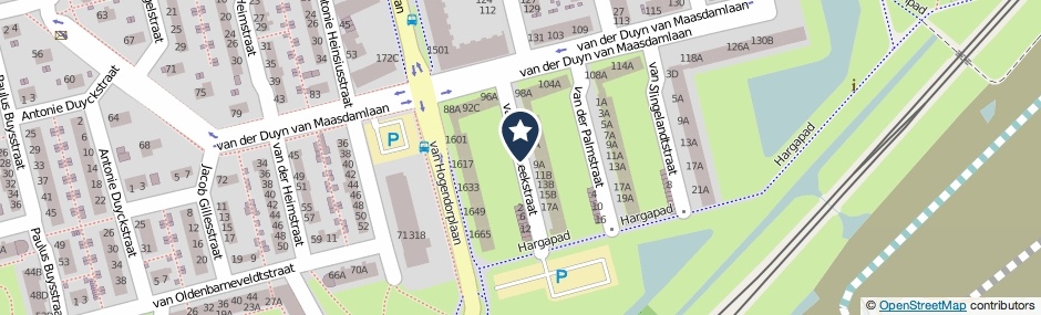 Kaartweergave Van Hoornbeekstraat in Vlaardingen