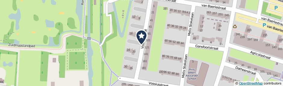 Kaartweergave Vossiusstraat in Vlaardingen