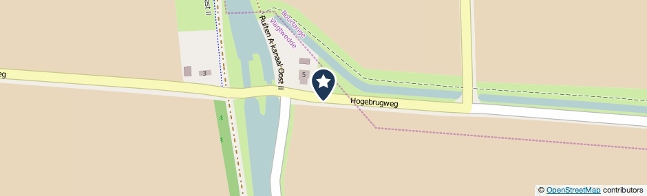 Kaartweergave Hogebrugweg in Vlagtwedde
