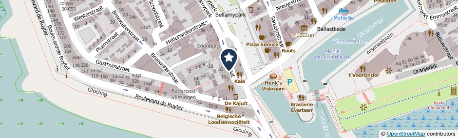 Kaartweergave Beursstraat in Vlissingen