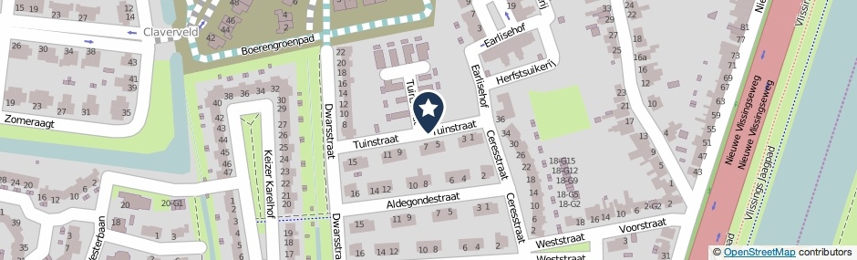 Kaartweergave Tuinstraat in Vlissingen
