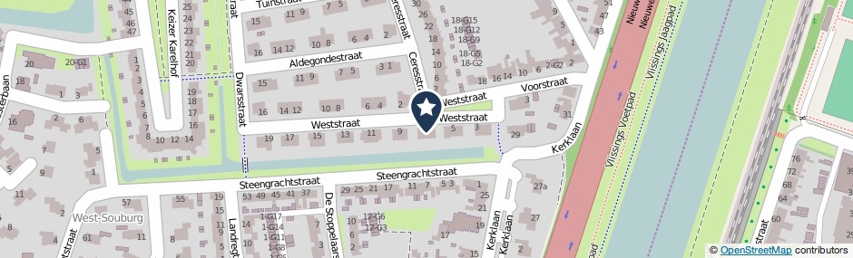 Kaartweergave Weststraat 7 in Vlissingen