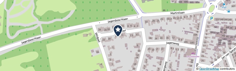 Kaartweergave Jachterf 13 in Vught