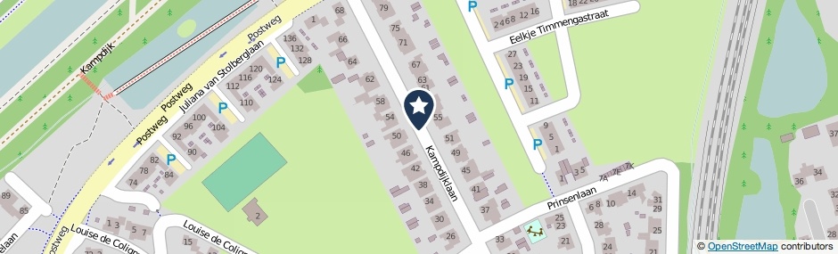 Kaartweergave Kampdijklaan in Vught