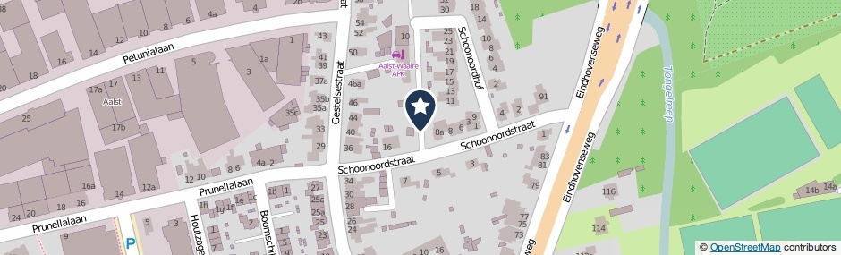 Kaartweergave Schoonoordstraat in Waalre