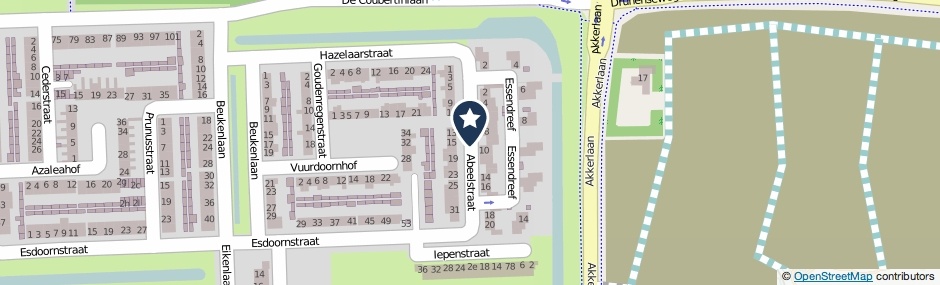Kaartweergave Abeelstraat in Waalwijk
