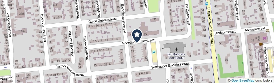 Kaartweergave Alberdingk Thijmstraat in Waalwijk