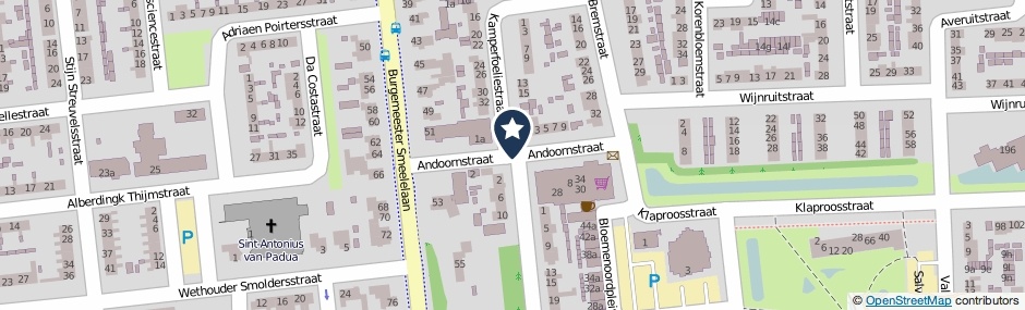 Kaartweergave Andoornstraat in Waalwijk
