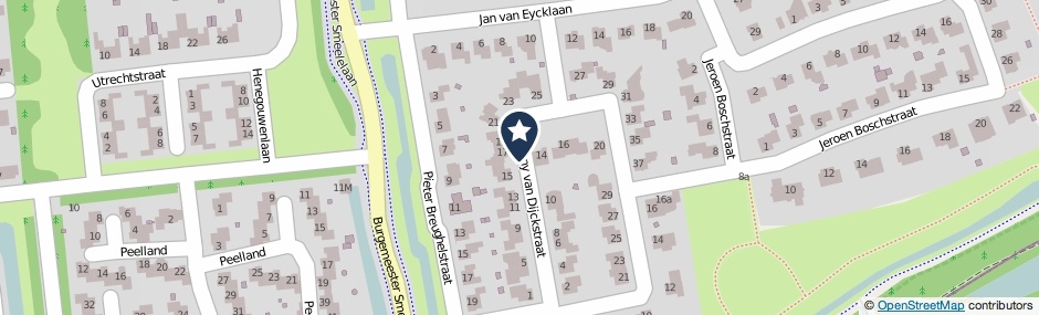 Kaartweergave Antony Van Dijckstraat in Waalwijk