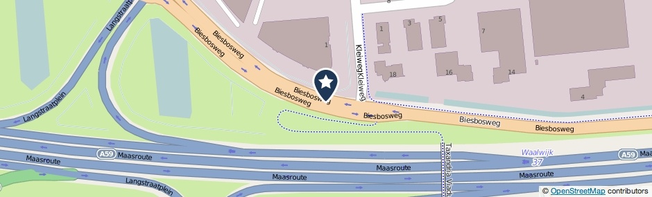 Kaartweergave Biesbosweg in Waalwijk