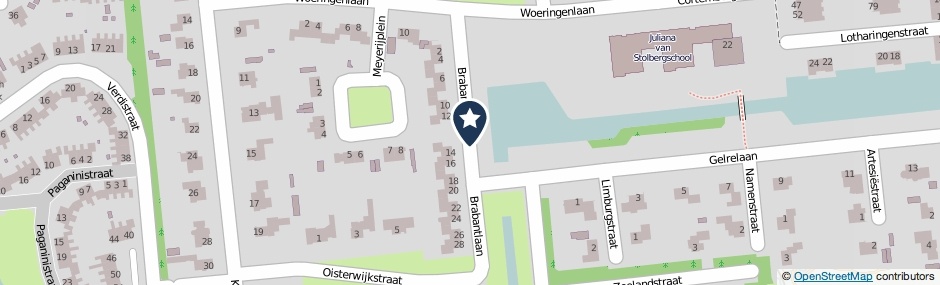 Kaartweergave Brabantlaan in Waalwijk