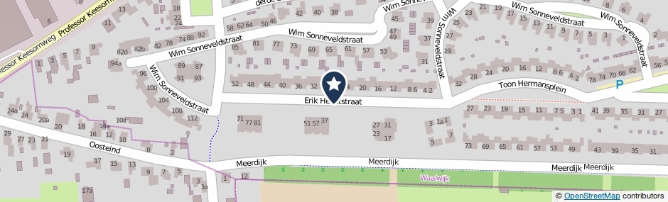 Kaartweergave Erik Herfststraat in Waalwijk