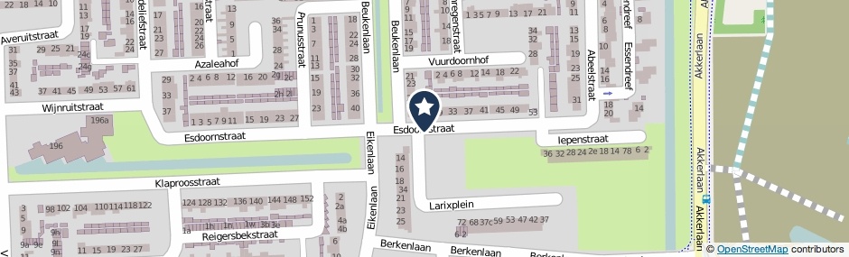 Kaartweergave Esdoornstraat in Waalwijk