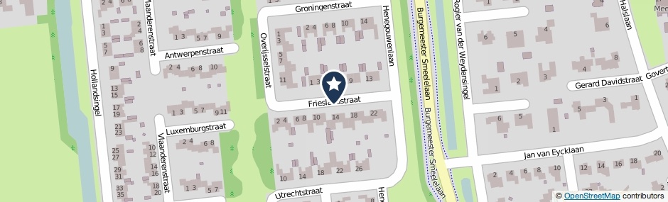 Kaartweergave Frieslandstraat in Waalwijk