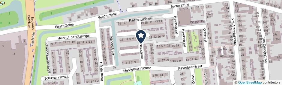 Kaartweergave Johann Kuhnaustraat in Waalwijk