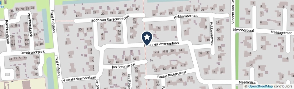Kaartweergave Johannes Vermeerlaan in Waalwijk