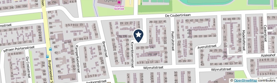 Kaartweergave Korenbloemstraat in Waalwijk
