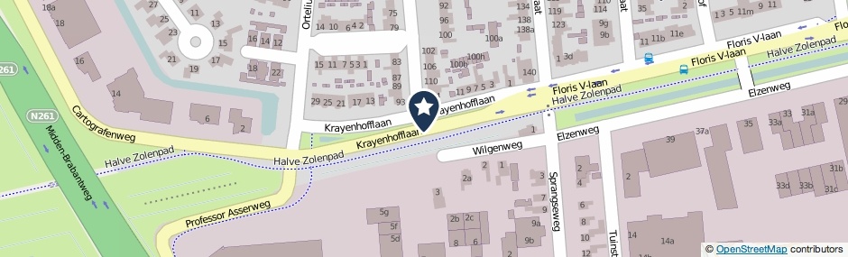 Kaartweergave Krayenhofflaan in Waalwijk