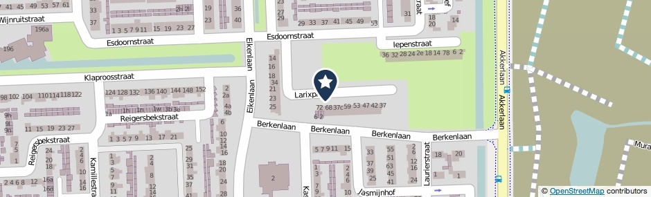 Kaartweergave Larixplein in Waalwijk