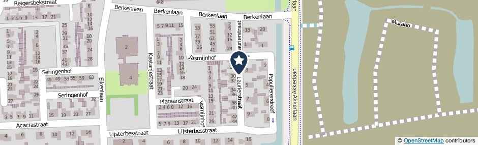 Kaartweergave Laurierstraat in Waalwijk