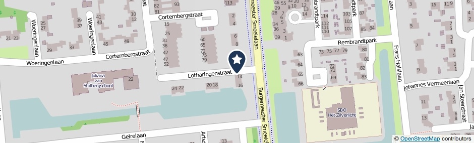 Kaartweergave Lotharingenstraat in Waalwijk