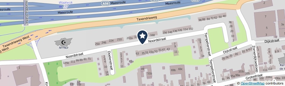 Kaartweergave Noordstraat in Waalwijk