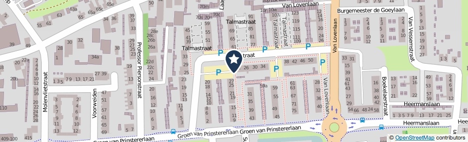 Kaartweergave Talmastraat in Waalwijk