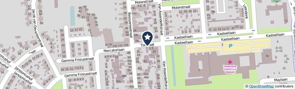 Kaartweergave Tolstraat in Waalwijk