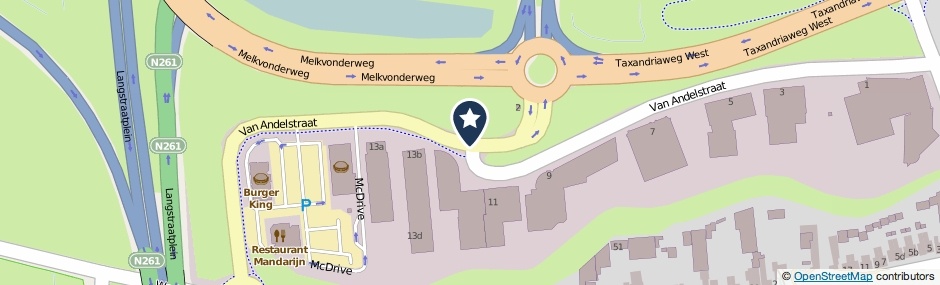 Kaartweergave Van Andelstraat in Waalwijk