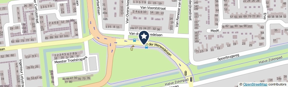 Kaartweergave Van Der Merwedelaan in Waalwijk