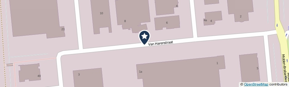 Kaartweergave Van Harenstraat in Waalwijk
