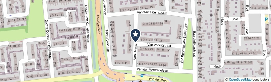 Kaartweergave Van Overschiestraat in Waalwijk