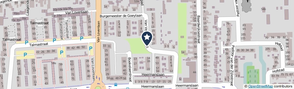 Kaartweergave Van Vessemstraat in Waalwijk