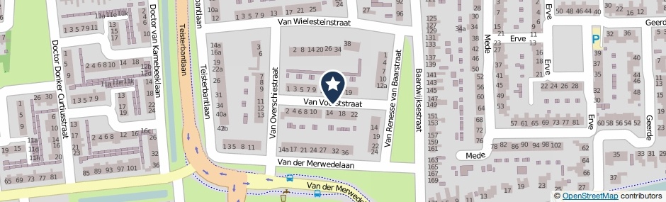 Kaartweergave Van Voorststraat in Waalwijk