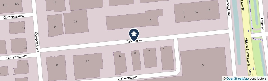 Kaartweergave Verhulststraat in Waalwijk
