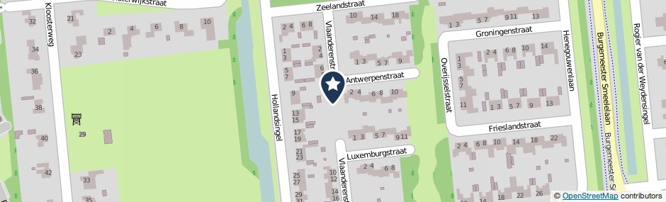 Kaartweergave Vlaanderenstraat in Waalwijk