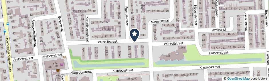 Kaartweergave Wijnruitstraat in Waalwijk
