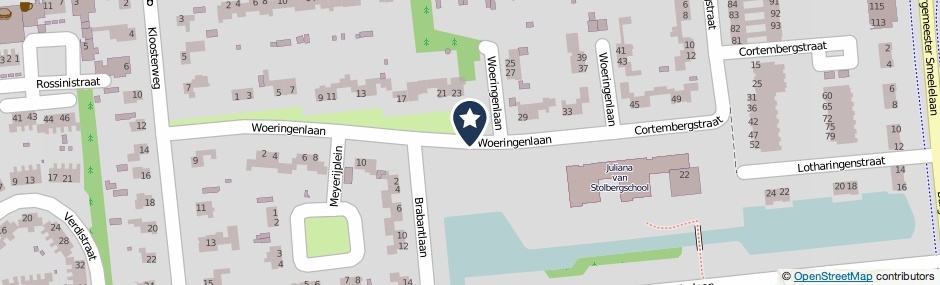 Kaartweergave Woeringenlaan in Waalwijk