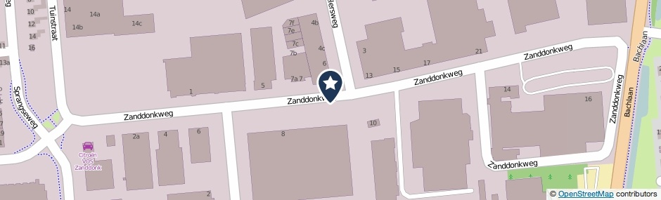 Kaartweergave Zanddonkweg in Waalwijk