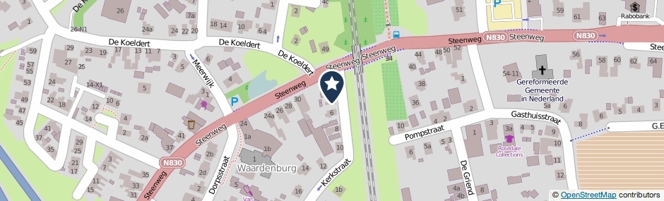 Kaartweergave Kerkstraat 4 in Waardenburg