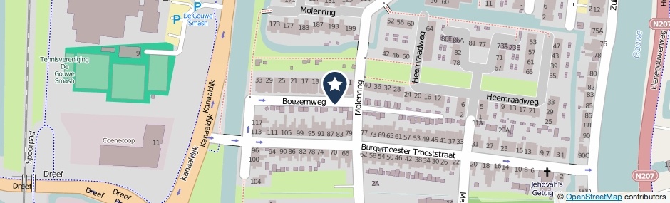 Kaartweergave Boezemweg in Waddinxveen